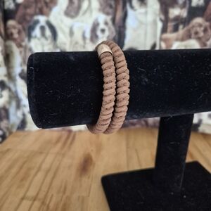 Brown Women's Braided Leather Wrap Bracelet